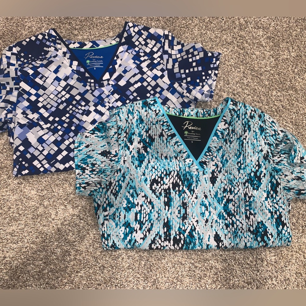 Set of two healing hands scrub tops